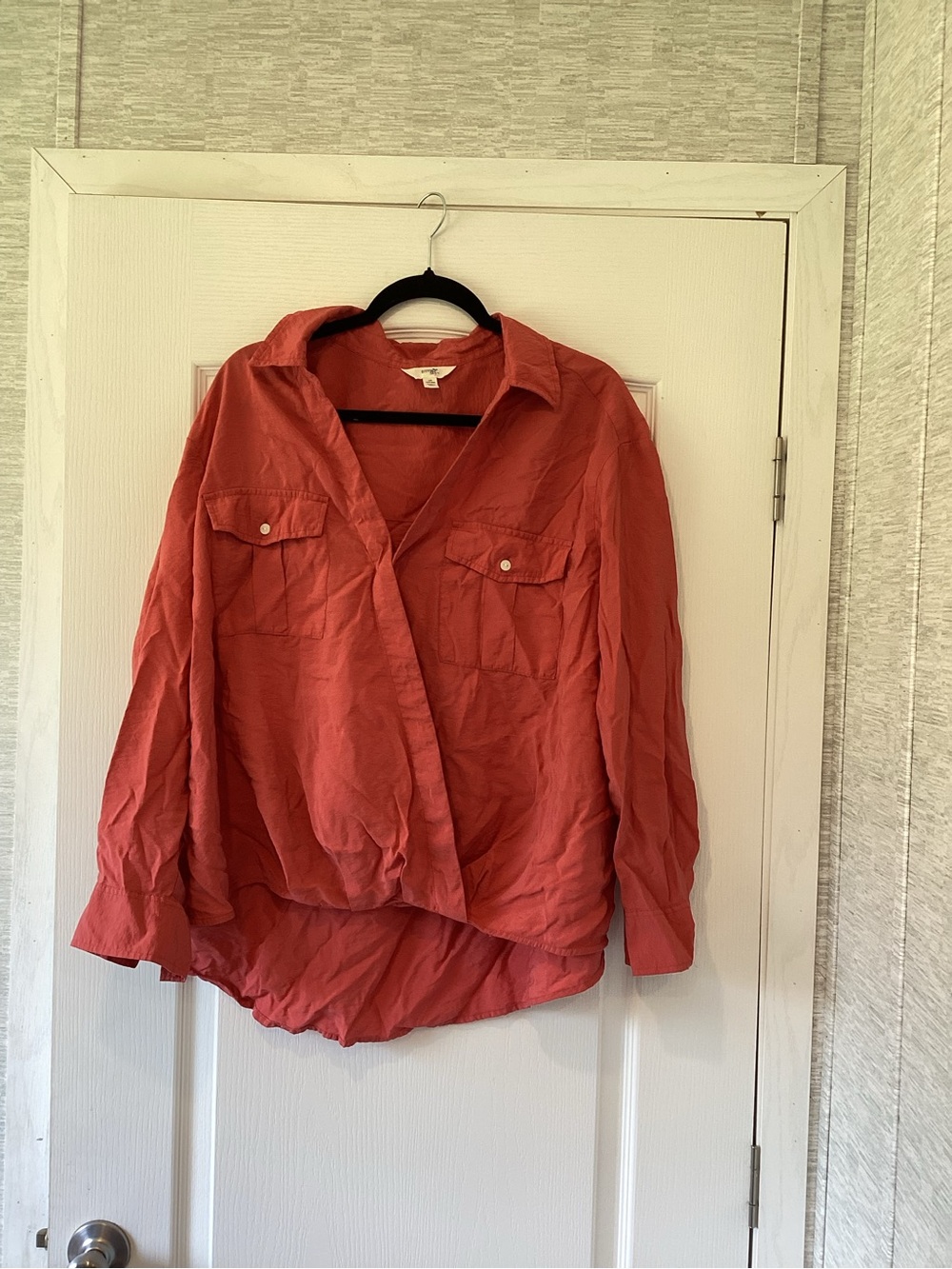 Terra & Sky Coral Button-Front Blouse 1XL EUC